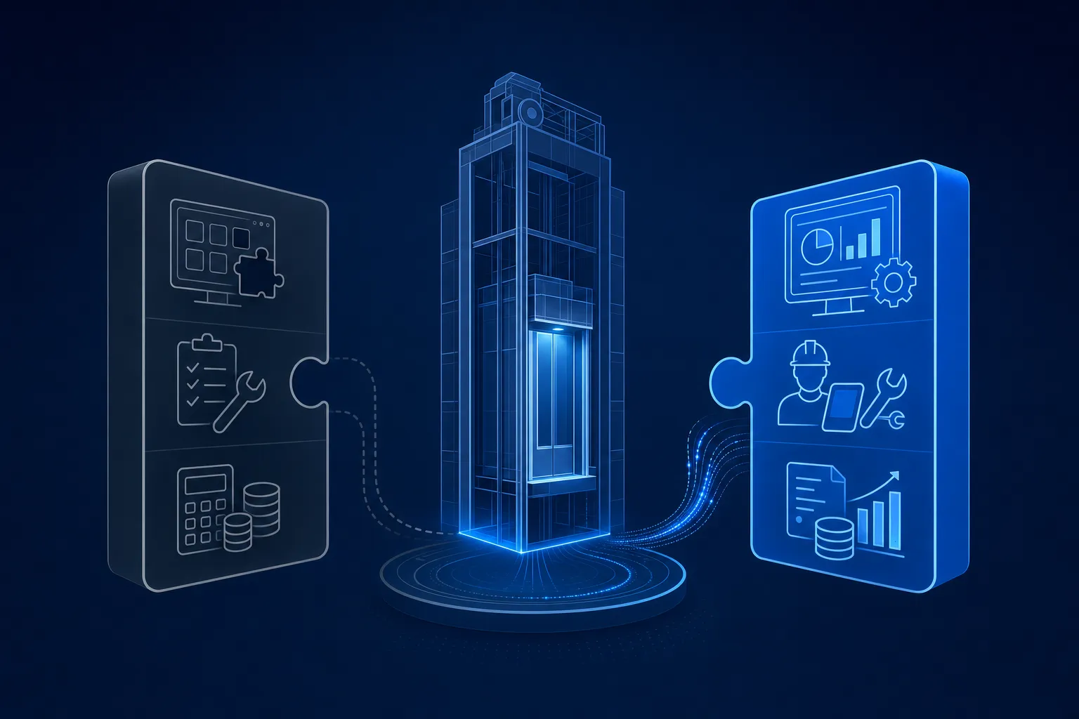 Ảnh bìa bài viết: Phần mềm bảo trì thang máy: đóng gói hay ERP riêng?